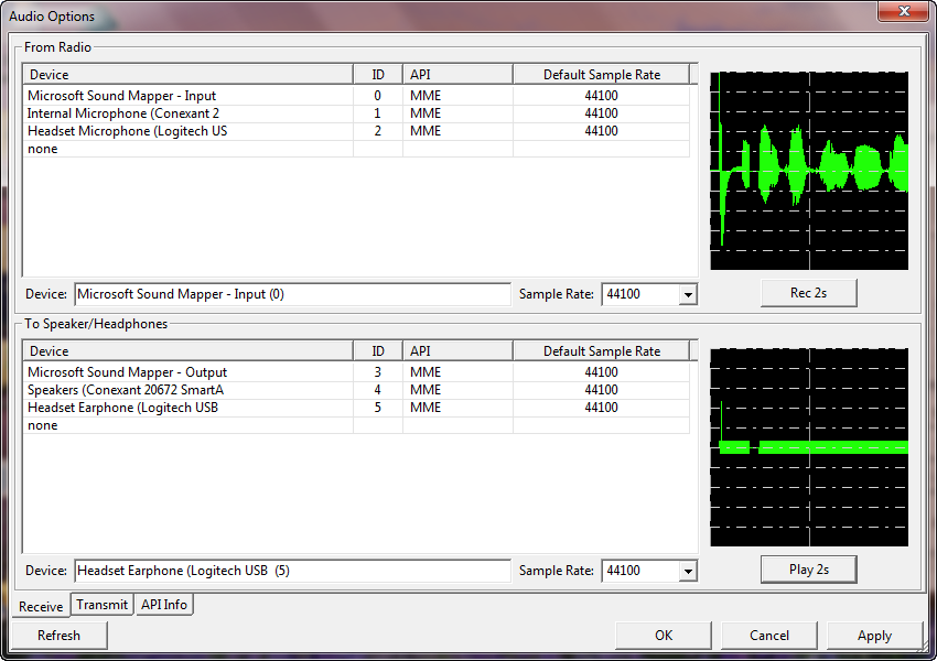 Tools Audio Configuration – Select Sound Devices