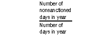 Number of nonsanctioned days in year &divide; Number of days in year