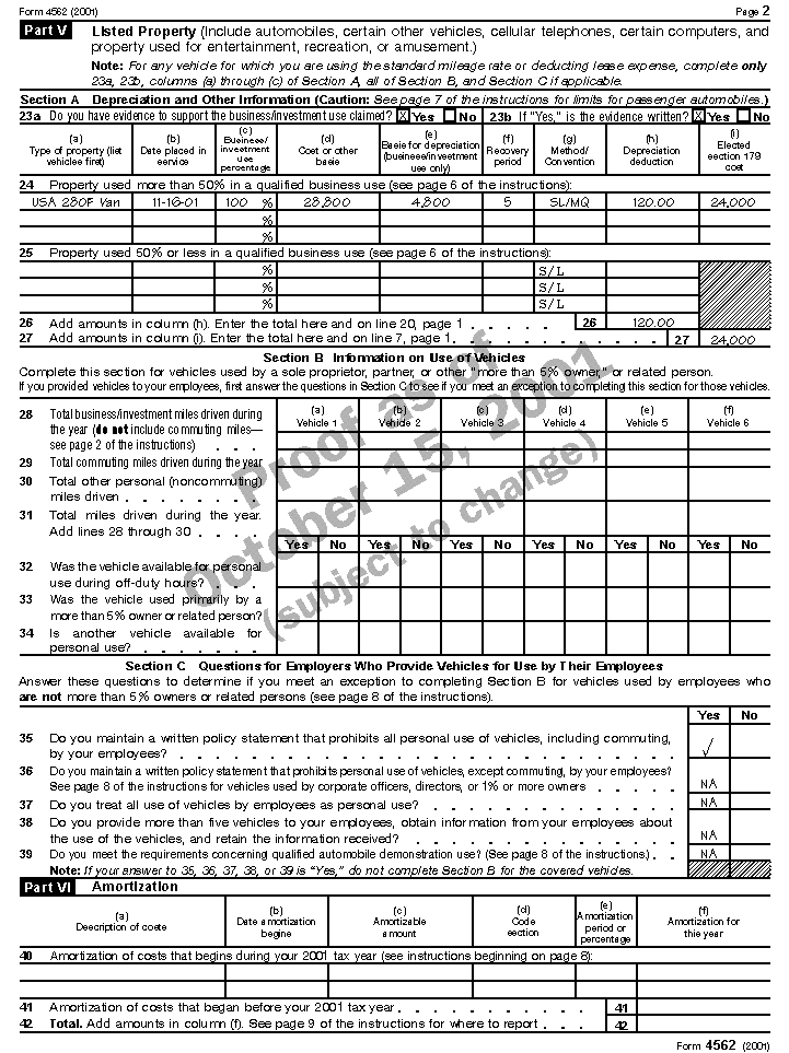 completed form 4562 example