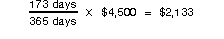 173 &divide; 365 &times; $4,500 = $2,133