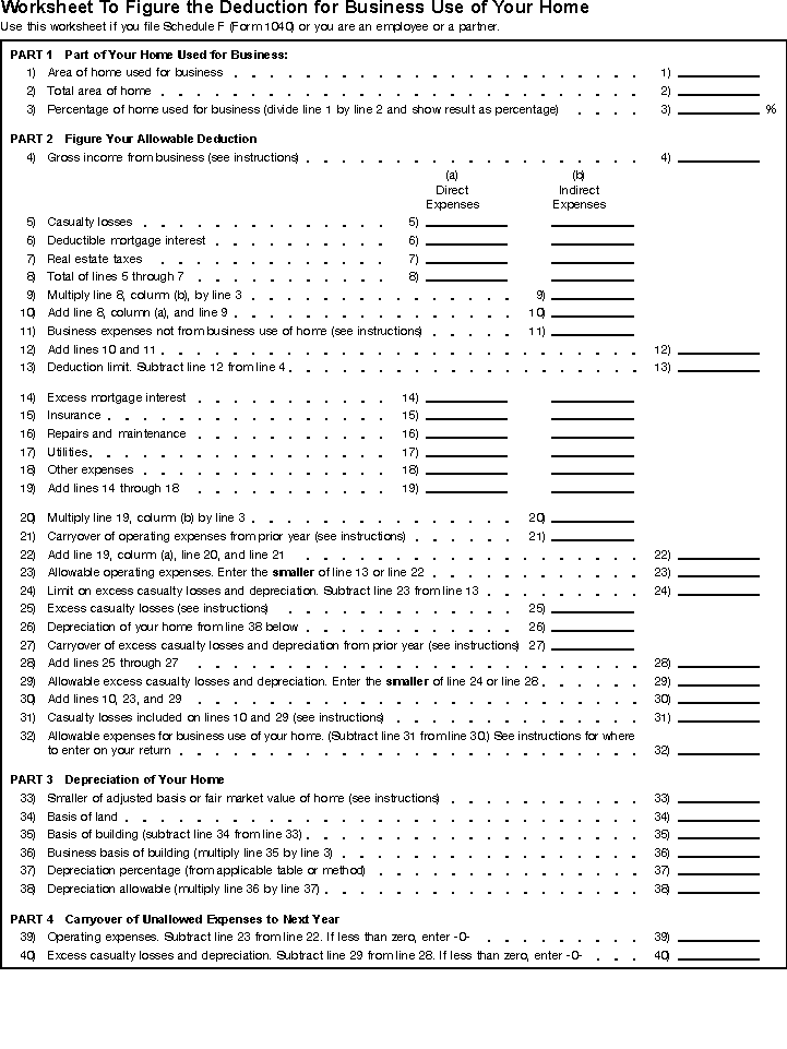 Home Office/Business Use of Your Home